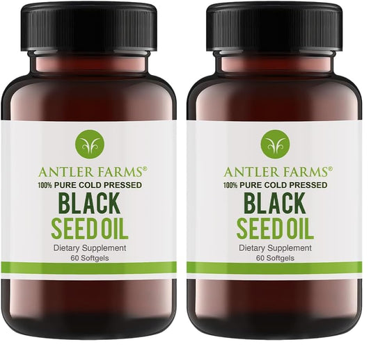 Two Antler Farms Black Seed Oil Softgel Capsule bottles - Pack of 2