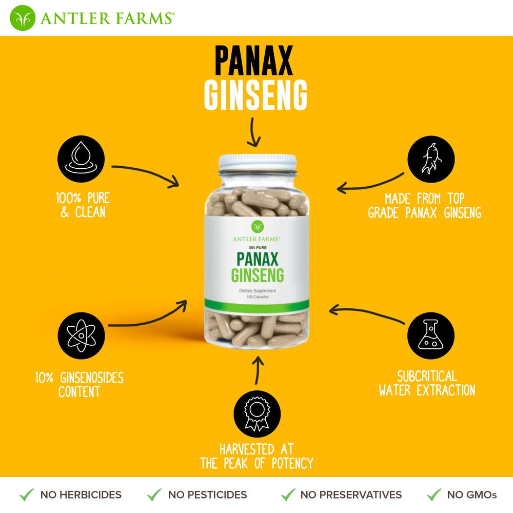 Ginseng extract bottle label highlighting 10% ginsenosides