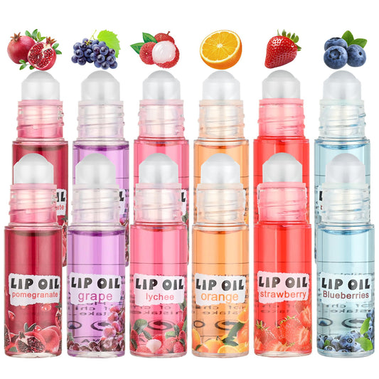 Anwuozu lip gloss set with rollerball applicator for precise, mess-free on-the-go application.