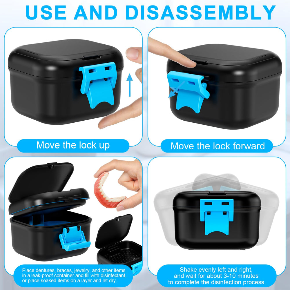 Denture case with 250ml capacity for dentures and retainers