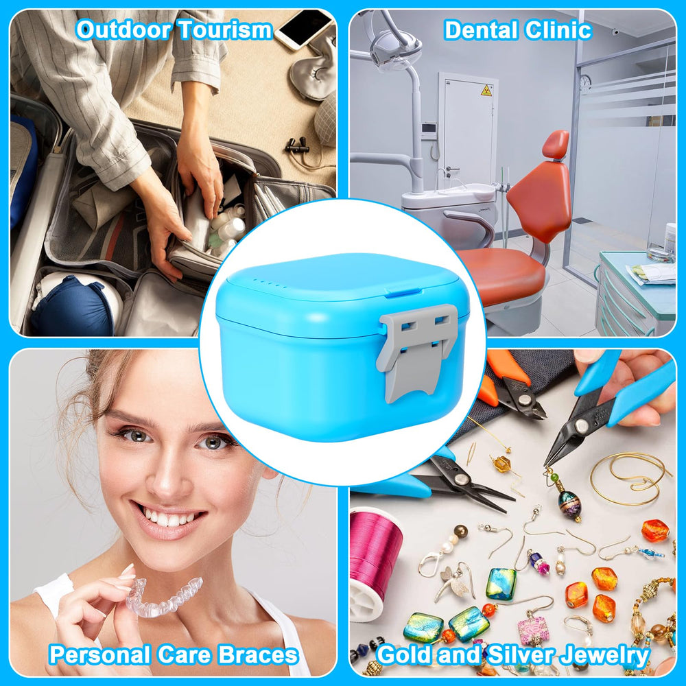 Travel-ready ANYLEY leak-proof denture case closed for transport