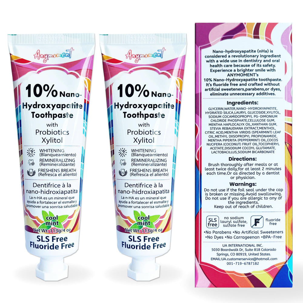 Anymoment 10% Nano Hydroxyapatite Toothpaste 2-pack 4oz – front view