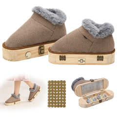 AODANC Moxibustion Shoes brown upper with solid wood moxas box