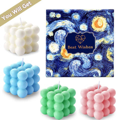 Living room decor featuring Aokala 4-pack bubble cube candles
