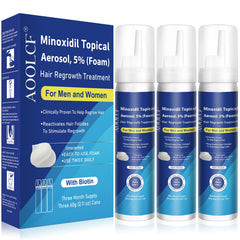 AOOLCF Minoxidil Foam bottle front displaying the 3-month supply for hair growth support