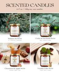 AOOVOO gift box with 4 scented candles and gold foil labels