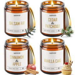 AOOVOO 4pc candle set Balsam Fir jar