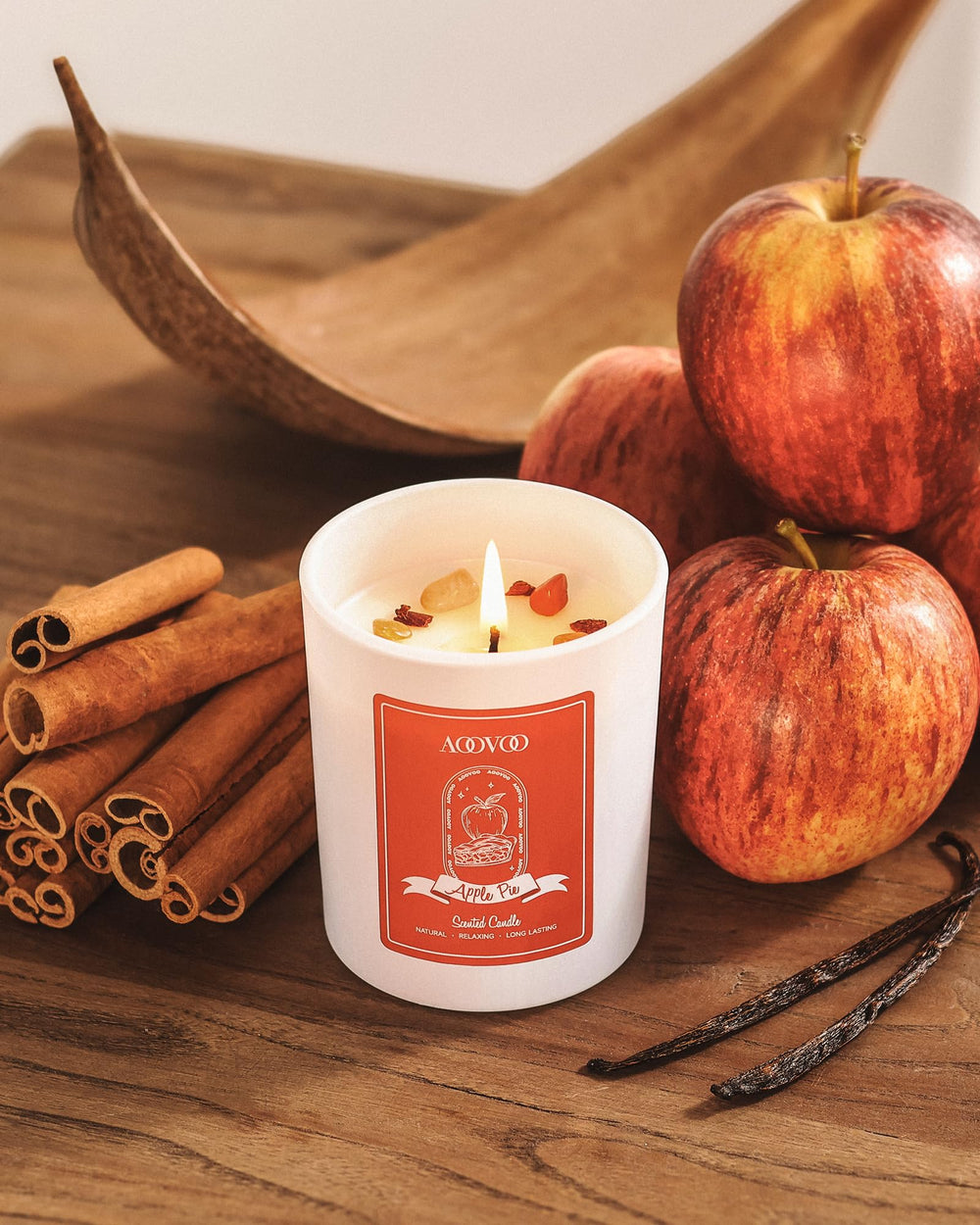 Front view of AOOVOO Apple Pie 7oz Soy Candle
