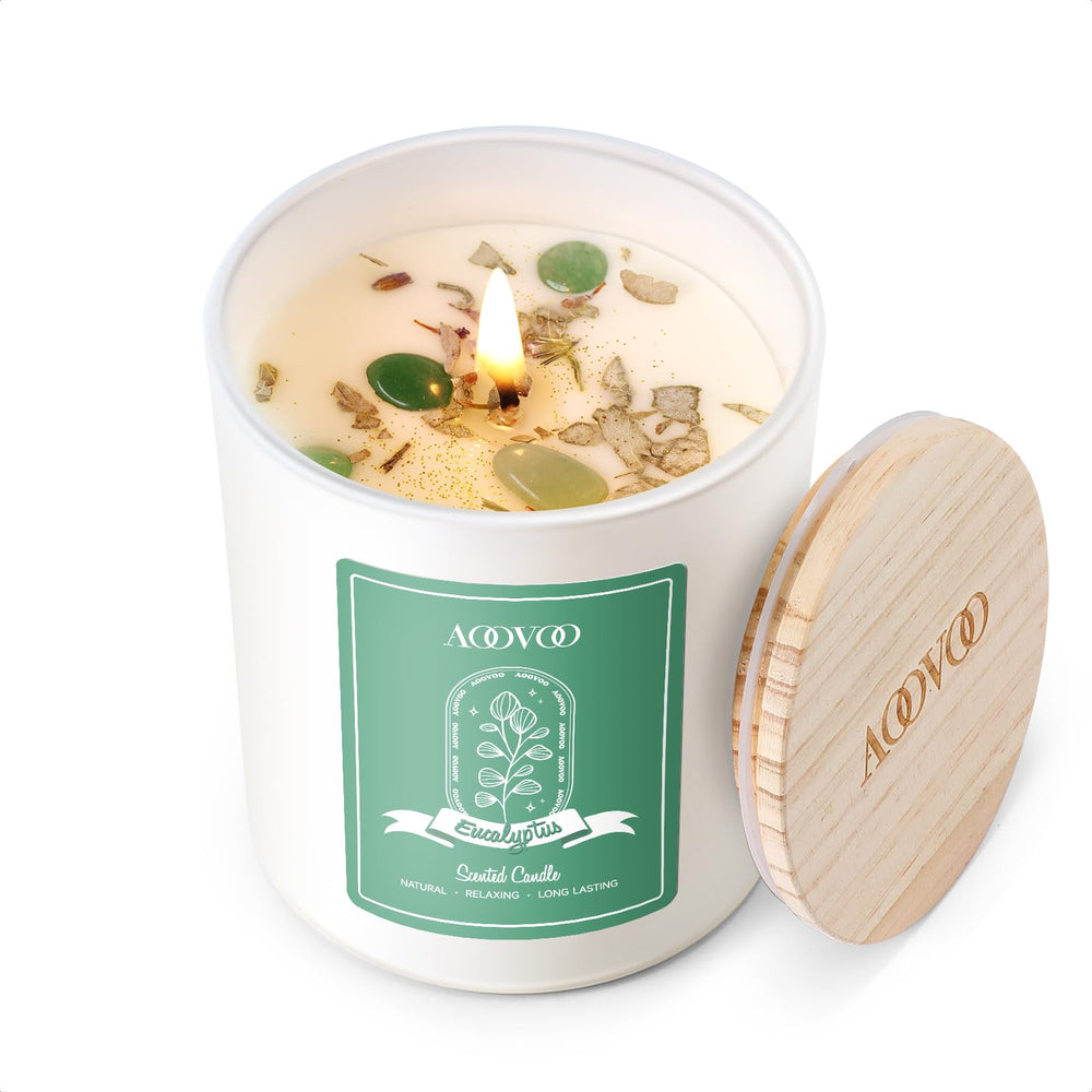 AOOVOO candle front packaging showing apple pie scent and gift-ready design