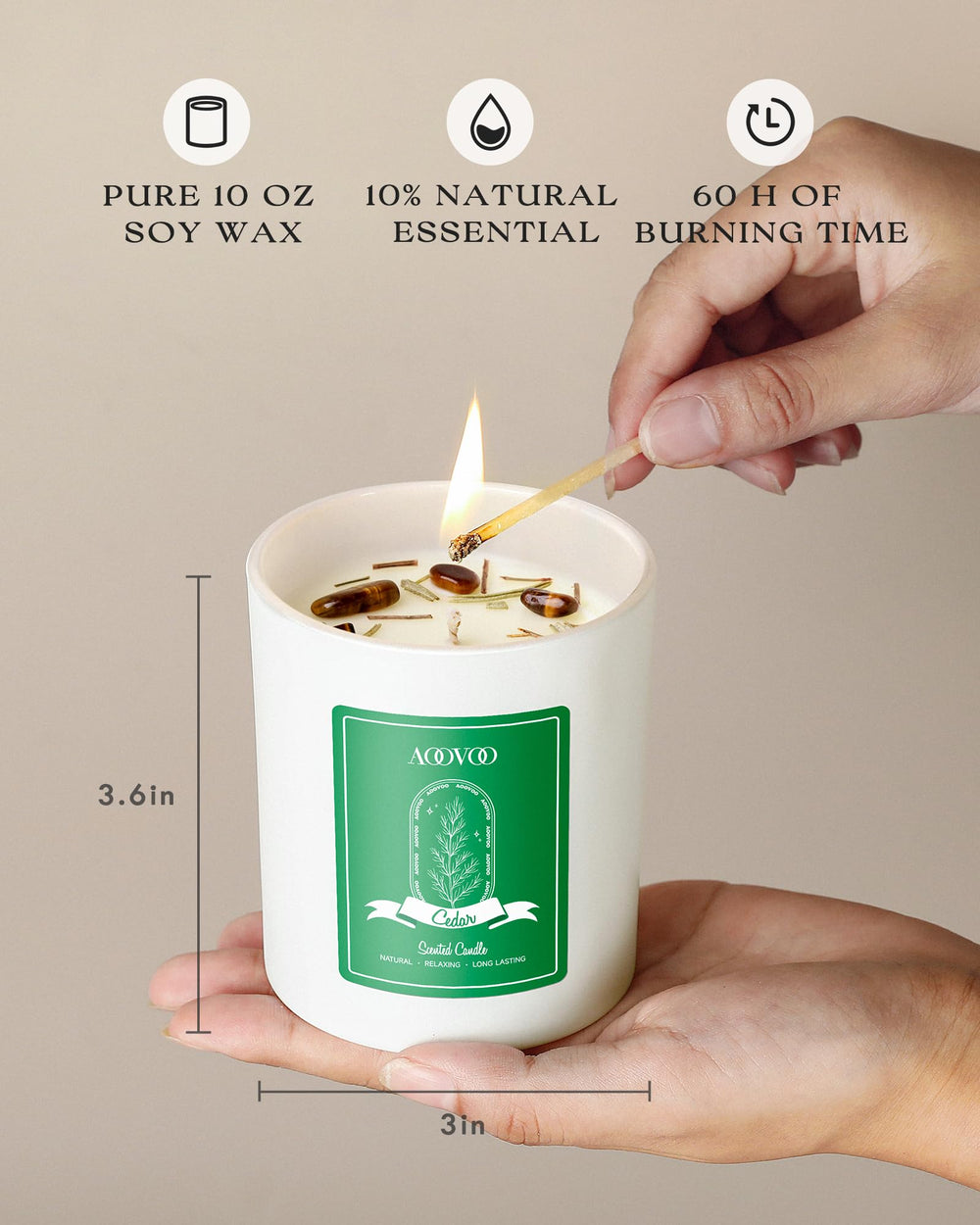Non-toxic soy wax candle with lead-free cotton wick