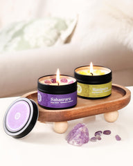 AOOVOO Chakra Candles with Red Agate crystal for grounding