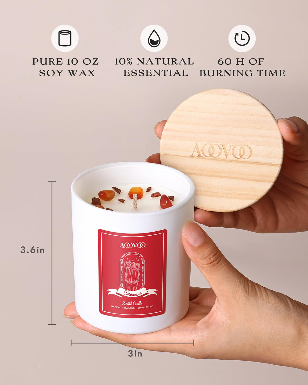 AOOVOO Cinnamon Candle packaging box