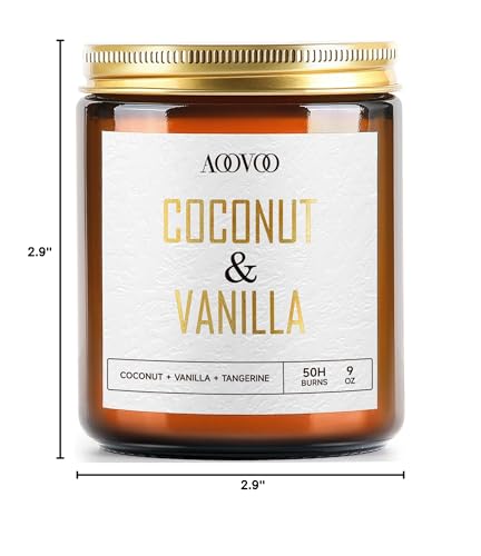 9oz soy wax candle with coconut vanilla scent