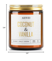 9oz soy wax candle with coconut vanilla scent