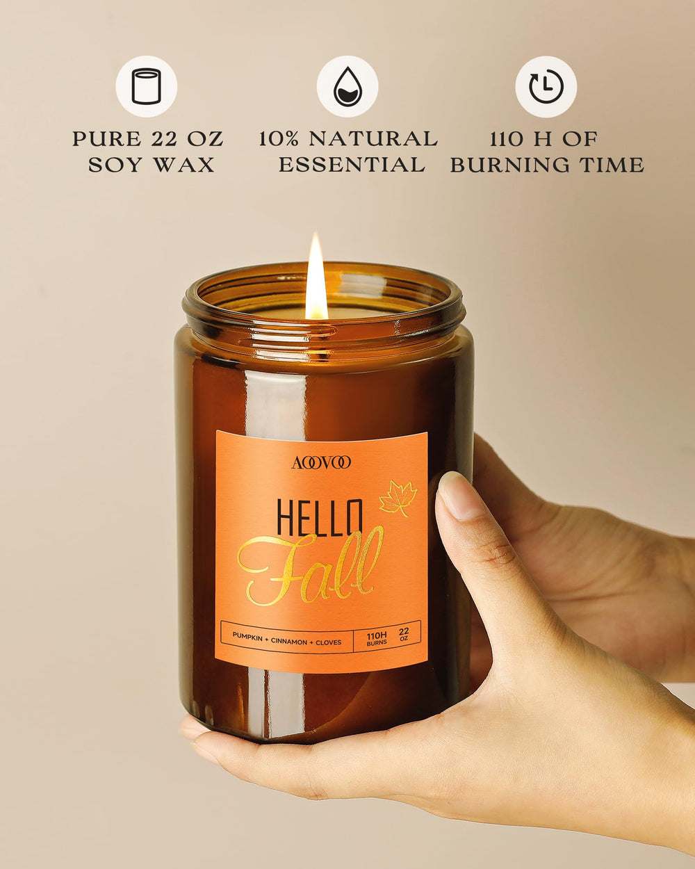 Autumn-themed AOOVOO candle arrangement in jars