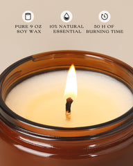 9 oz 100% soy wax candle burn time up to 50 hours
