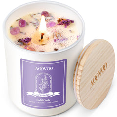 AOOVOO Lavender Scented Soy Candle with Crystals – front view