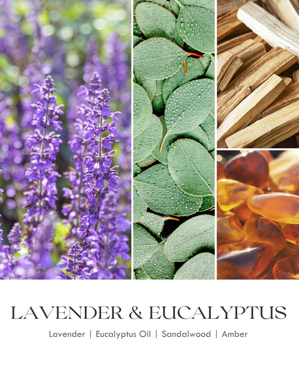 Dried botanicals and amethyst crystals in AOOVOO lavender candle