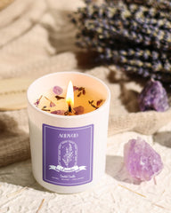 Top view of candle set and gift-ready packaging