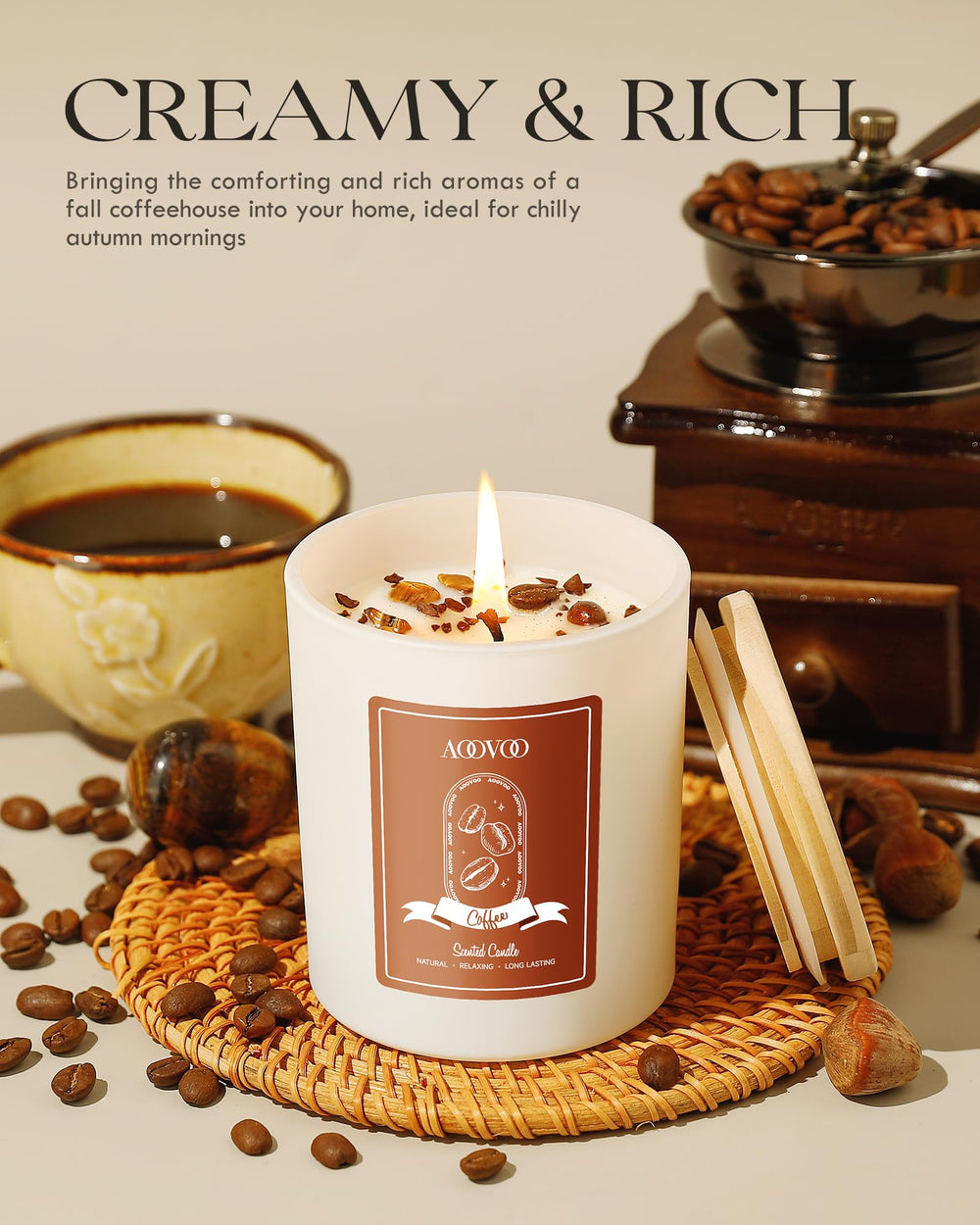 Product display with crystals and candle