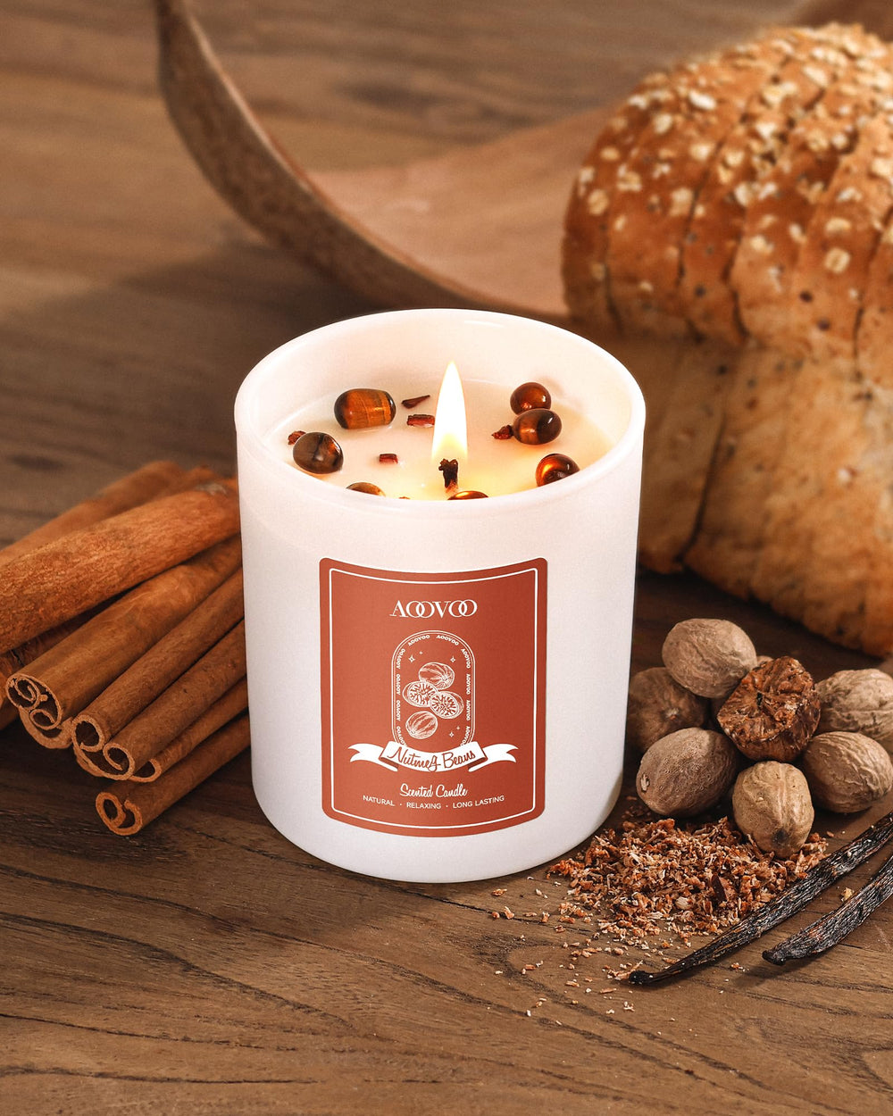 Crystal inside AOOVOO Nutmeg Beans candle