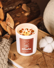 Cinnamon bark and crystals inside the candle
