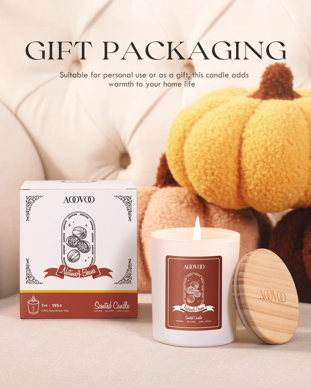 Lifestyle shot of the candle in a cozy fall home setting