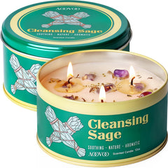 AOOVOO Sage Candle 3-Wick 24oz with crystals inside