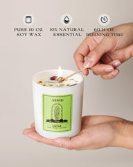 Candle Jar Highlighting Sage Top Notes: Grapefruit, Bergamot