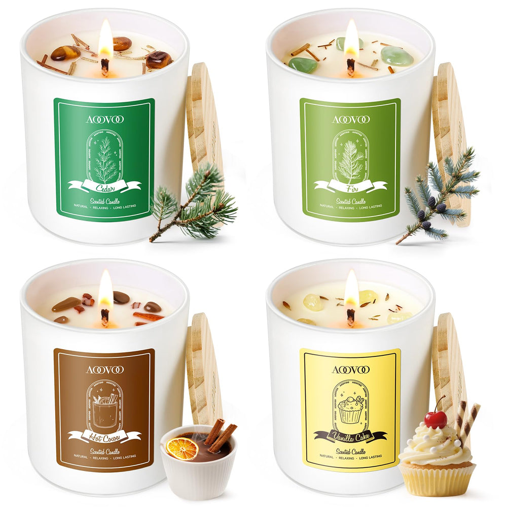 Cedarwood Forest scented candle in AOOVOO Winter Candles Set with crystals