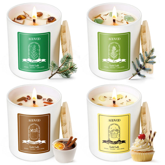 Cedarwood Forest scented candle in AOOVOO Winter Candles Set with crystals