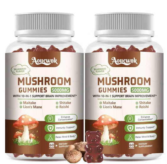 Aouewnk 2-Pack 5000MG Mushroom Gummies blueberry flavor bottle