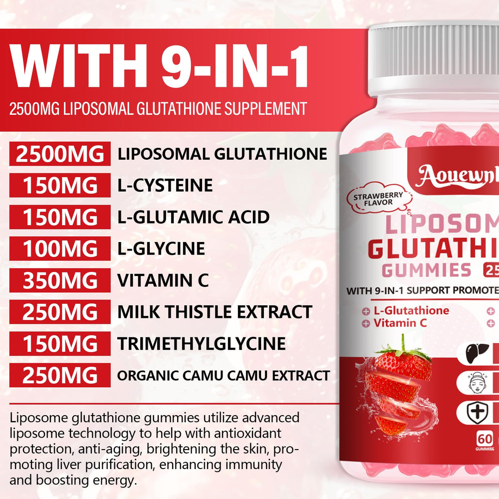 Aouewnk liposomal glutathione gummies bottle and packaging