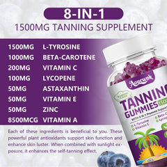 Flat lay of Aouewnk Tanning Gummies packaging