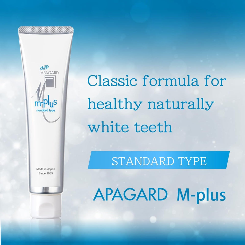 Close-up of APAGARD M-Plus nano-hydroxyapatite toothpaste tube