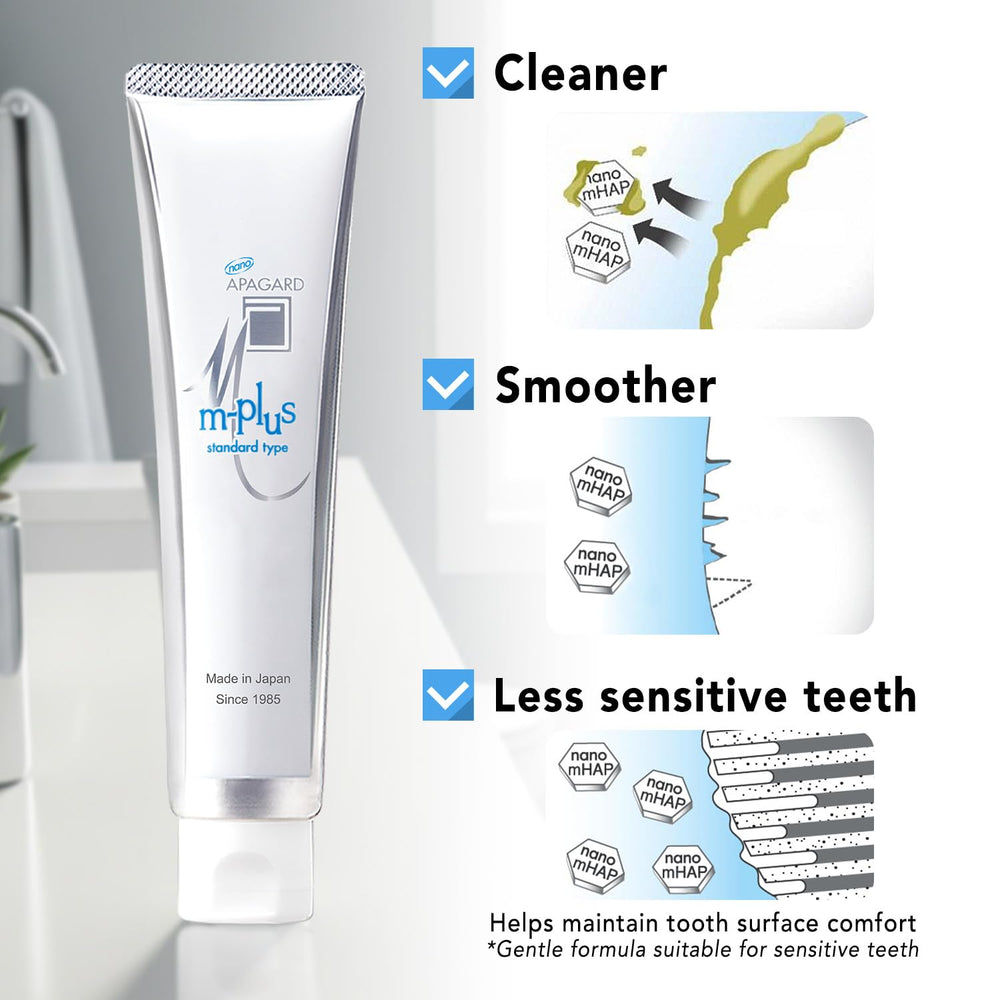 Close-up of APAGARD M-Plus mild mint toothpaste texture