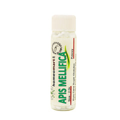 Sterile 2-dram glass vial containing Apis Mellifica pellets