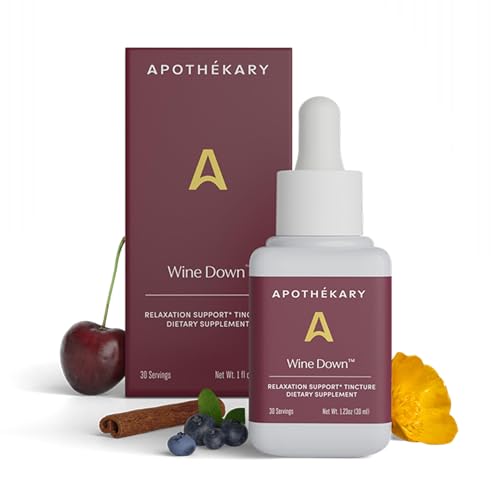Bottle of Apothékary Wine Down herbal liquid drops