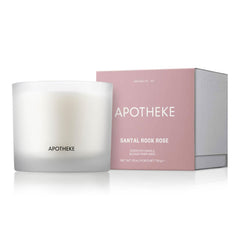 Apotheke 3-Wick Santal Rock Rose candle in a clear 26 oz glass jar