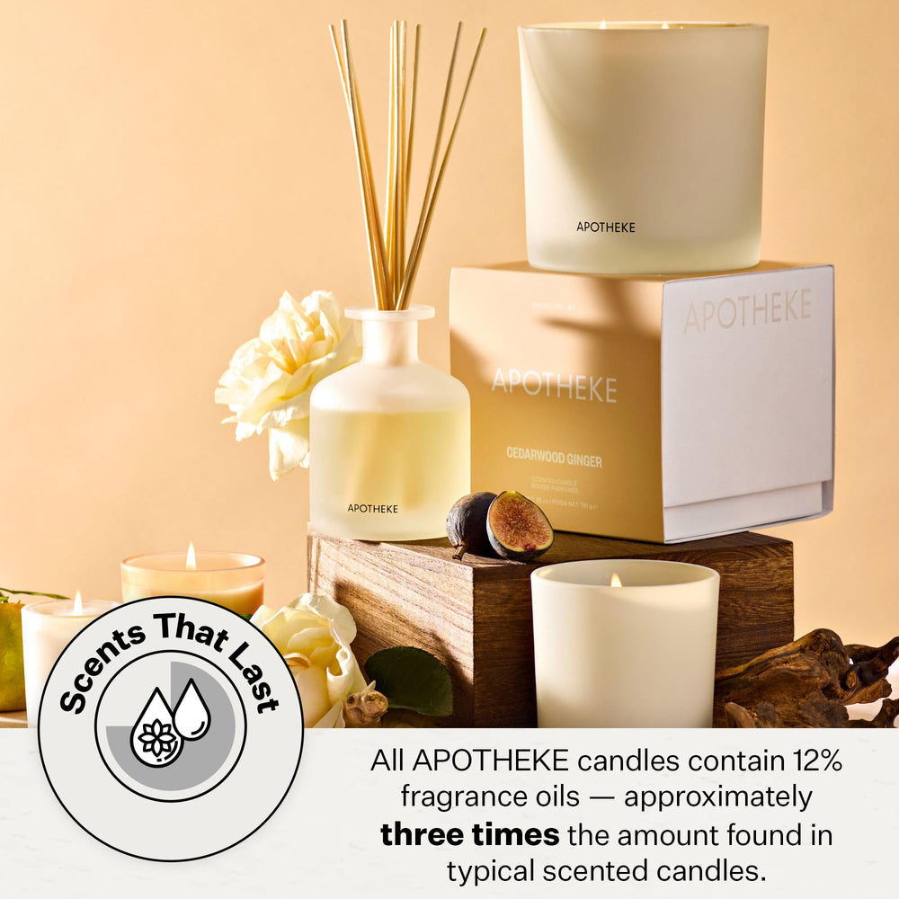 Minimalist APOTHEKE candle jar with clean white finish