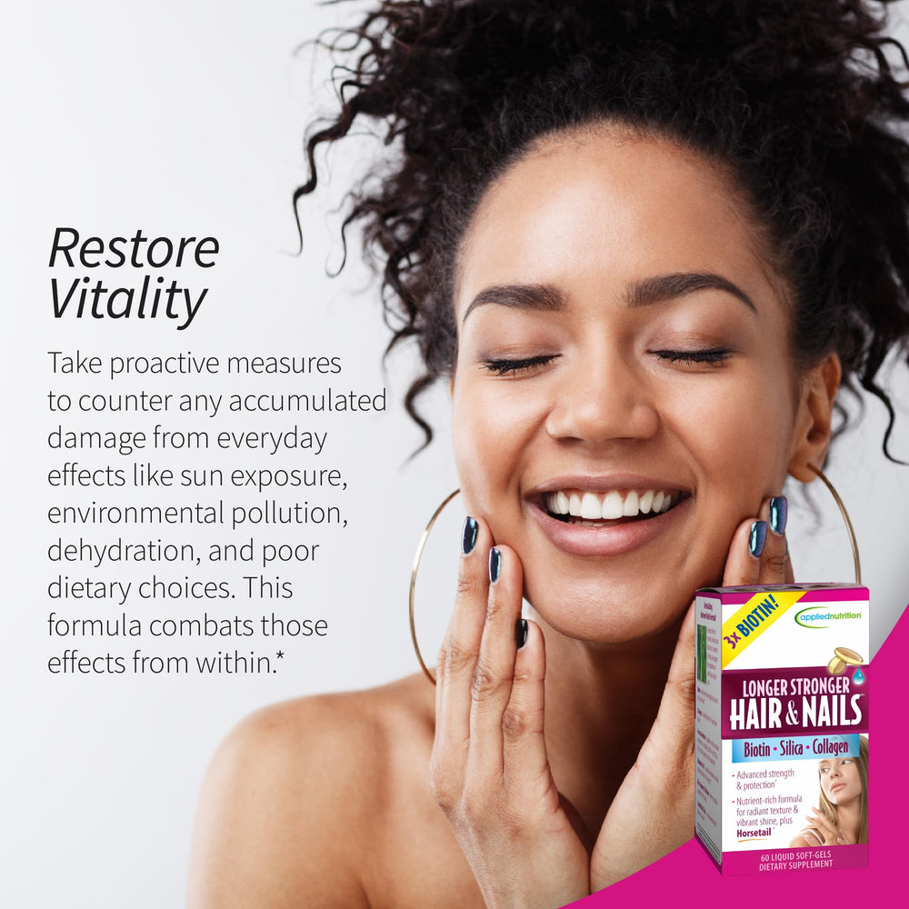 Healthy hair and nails concept with vitamins