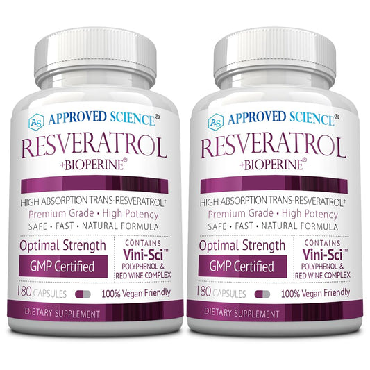 Bottle of Approved Science Resveratrol with label