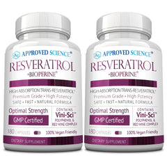 Bottle of Approved Science Resveratrol with label
