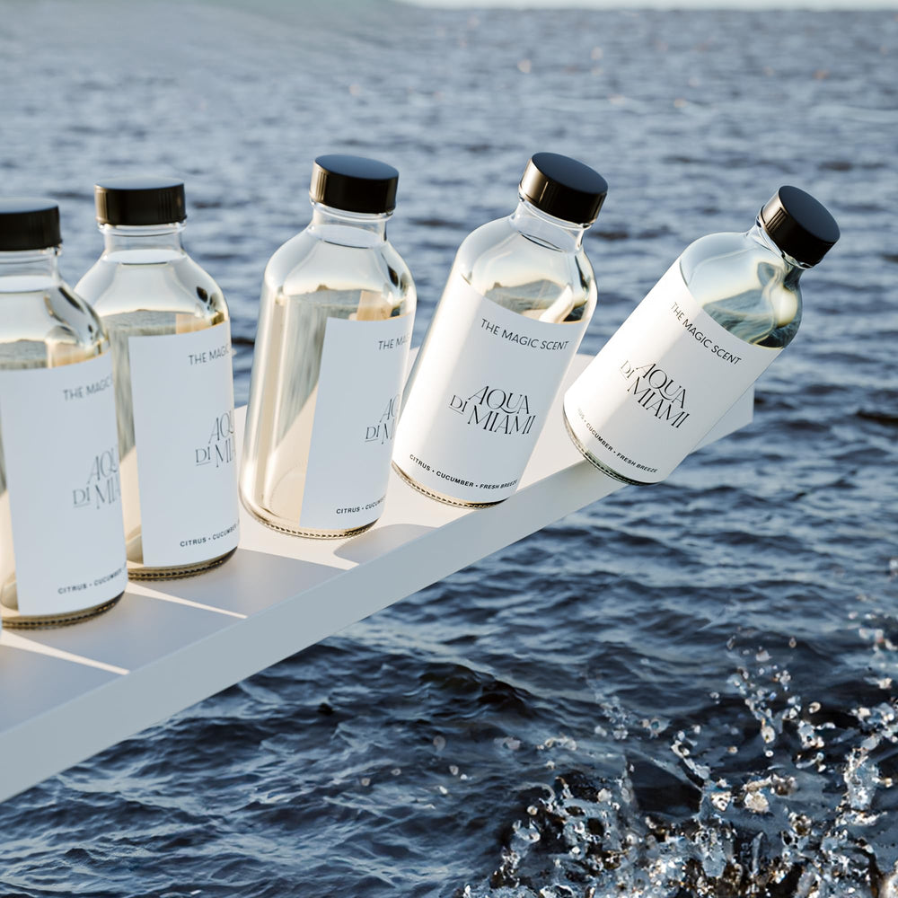 Aqua di Miami diffuser oil with wood-toned background