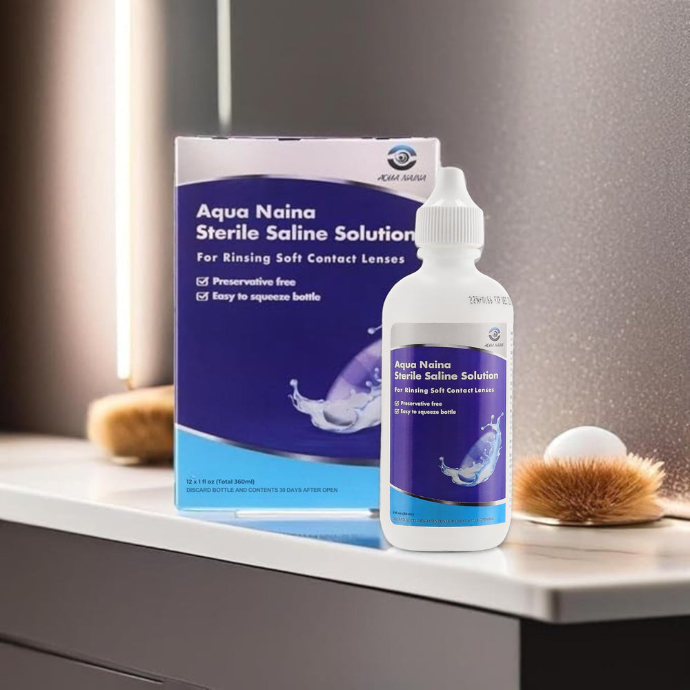 Travel-friendly Aqua Naina Plus Sterile Saline packaging layout