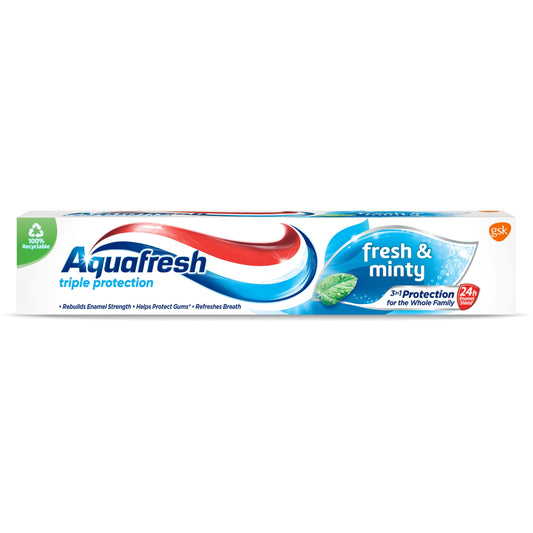 Aquafresh Triple Protection Fresh & Minty toothpaste tube
