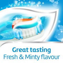 Side view of Aquafresh toothpaste box
