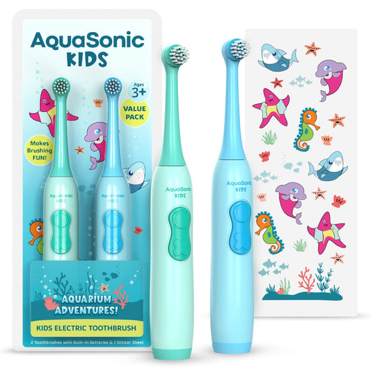 Two Aquasonic Kids Electric Toothbrushes in Aquarium Adventures theme