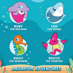 Aquarium Adventures branding on toothbrush set packaging