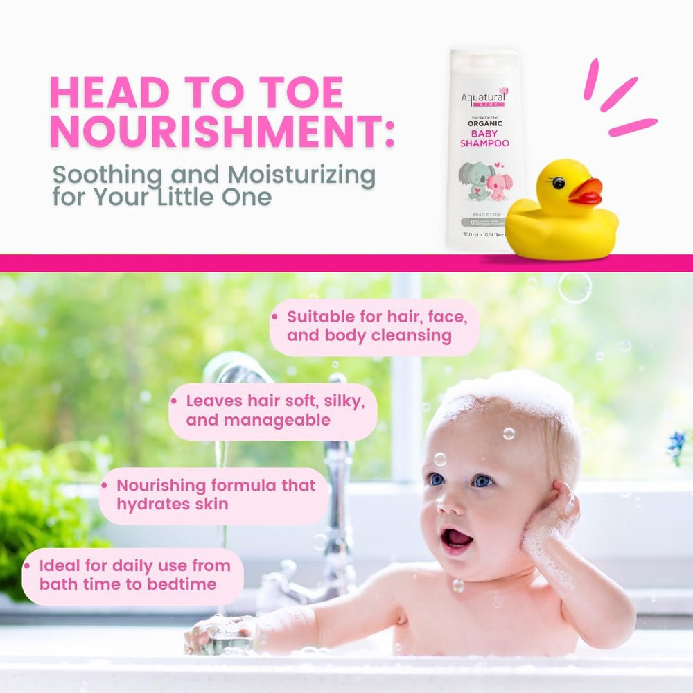 Aquatural lavender-scented bottle indicating tear-free bath time for kids.